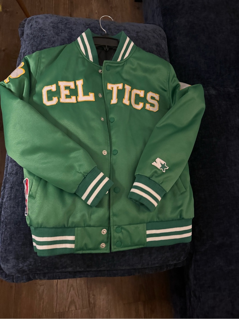 STARTER Green Celtics Embroidered Varsity Puffer Jacket